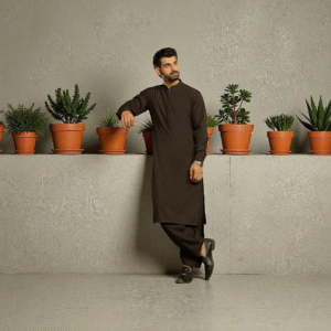 Chocolate Brown Blended Shalwar Kameez