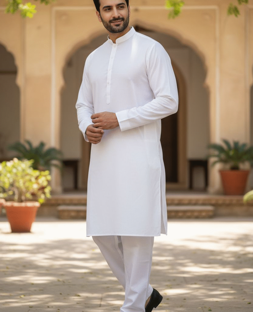 Blended Off White Shalwar Kameez