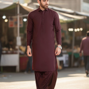 Maroon Blended Shalwar Kameez