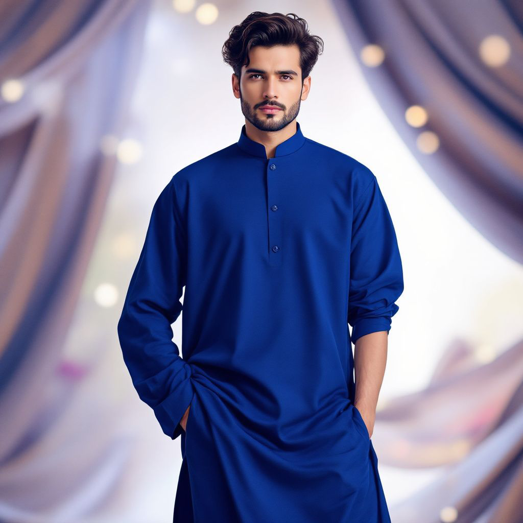 Royal Blue Blended Shalwar Kameez
